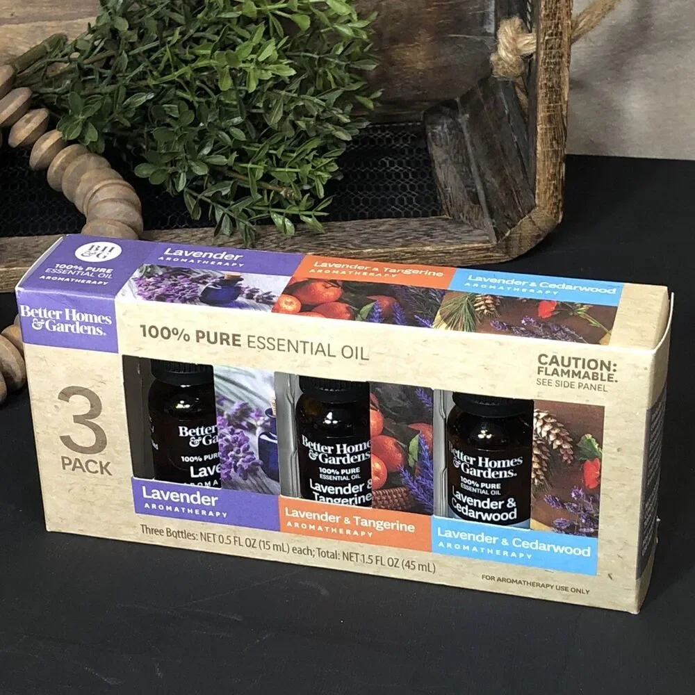 Better Homes & Gardens 3 Pack Pure Essential Oil Lavender Tangerine Cedarwood